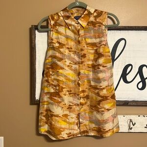 Pendleton 100% Silk Button Up Tank Top